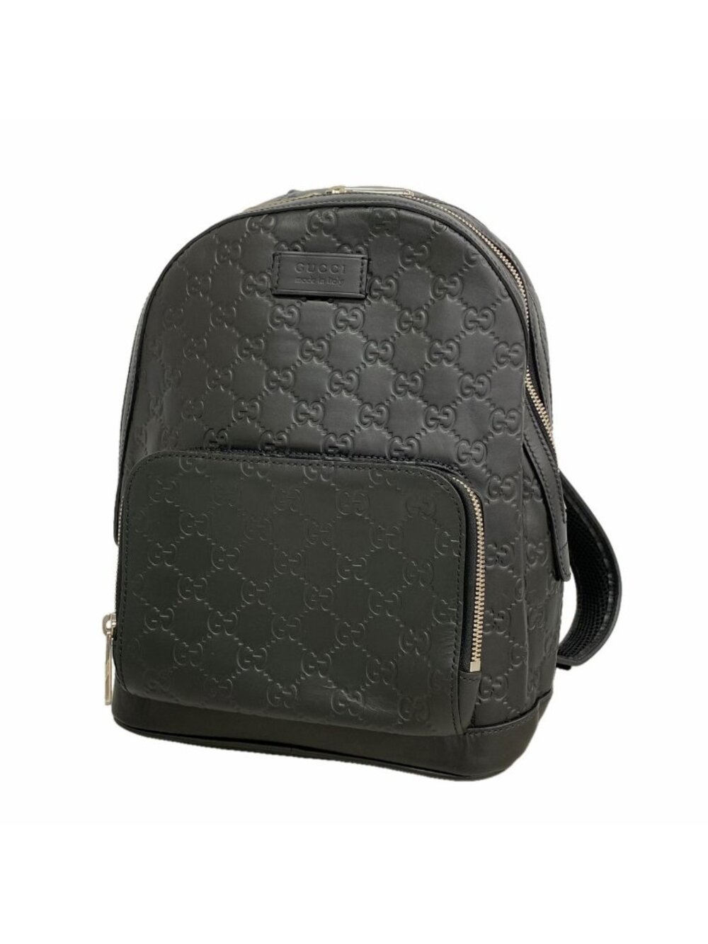Gucci Backpack Guccissima Leather Black Silver